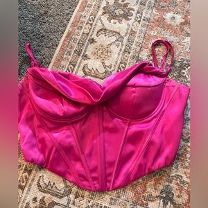 Pink satin corset top